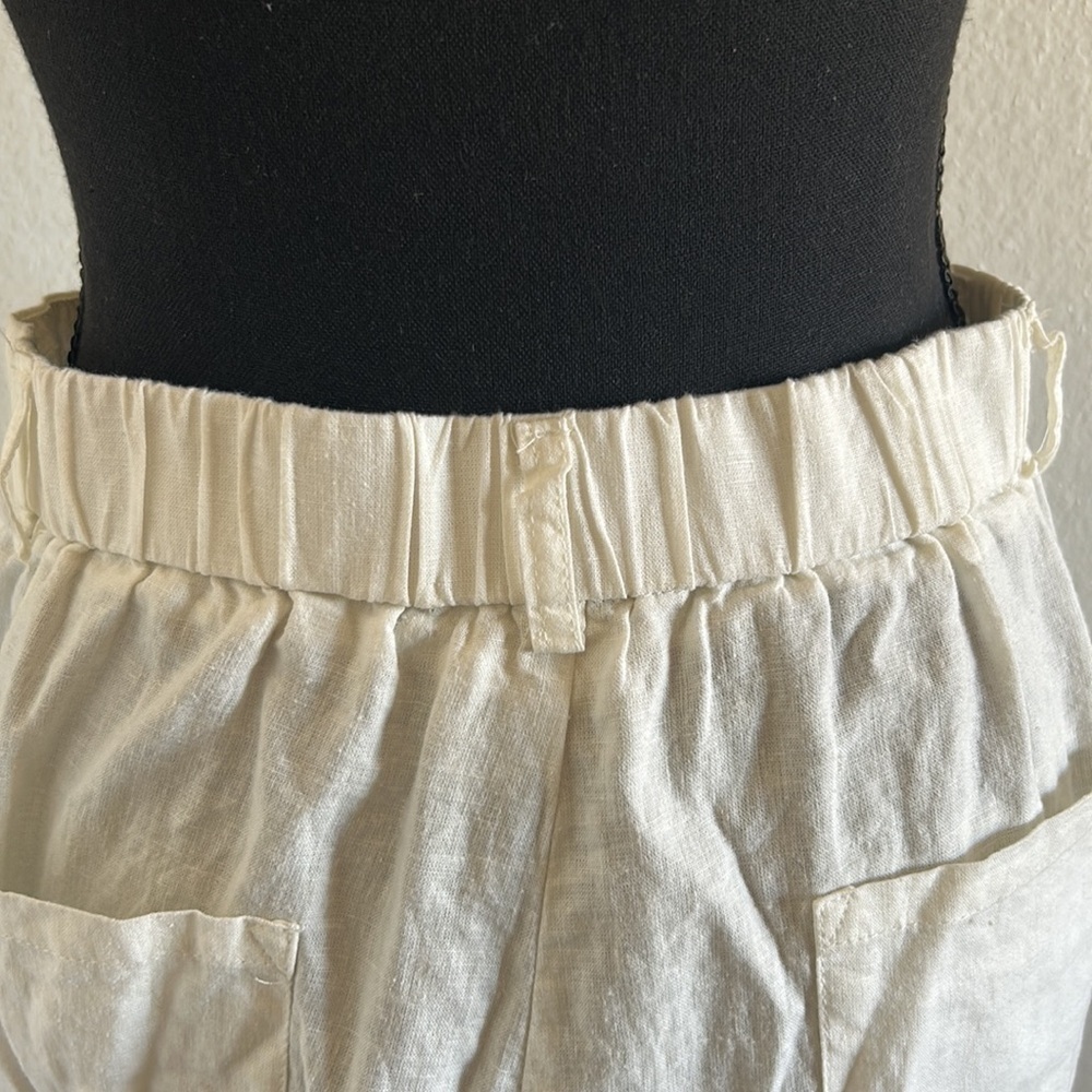 NWT White Linen Cargo Pants Size Medium - Picture 7 of 13